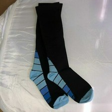Adult Black Blue Knee High Compression Socks NWOT