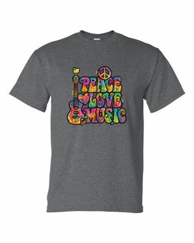 T-Shirt XL 2X 3X - Colorful PEACE LOVE MUSIC - NEON Adult - Bild 38 von 50