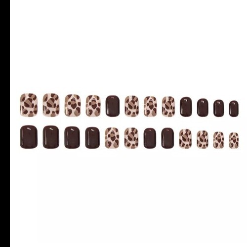 Brown Leopard Coverage Short Fake Nails Ladies And Girls 24pcs Ship From USA - Picture 3 of 7