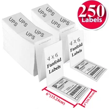 250 Fanfold 4x6 Direct Thermal Label. High Quality. Certified by UPS 4"X6" Label