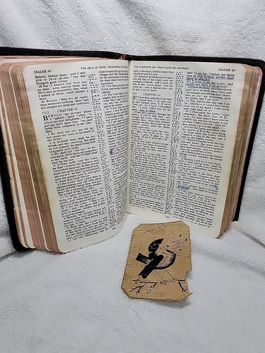 Holy Bible Black Morocco Leather KJV Oxford Self-Pronouncing Chain Ref Dbl Colum - Imagen 7 de 12