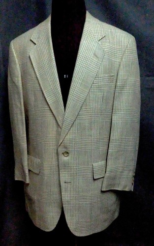 Chaqueta Abrigo Deportivo HSM 2 Botones Seda 40-41? Cuadros a cuadros beige crudo beige en muy buen estado - Imagen 3 de 10