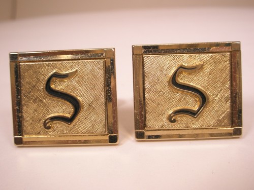 S Monogram Initial Letter Vintage SWANK Cuff Links stepheb steve serge