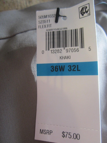 NWT Van Heusen Mens Size 36 x 32  Khaki Flex Fit  Waistband Straight Fit Pants - Picture 5 of 11