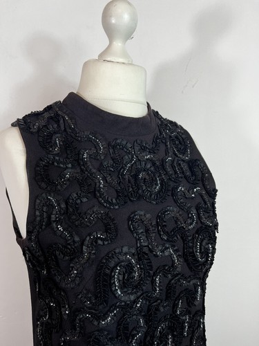 Vintage 1960’s Micheal Howard Shift Cocktail Dress Black Sequins Size 20 Glam - Picture 9 of 12