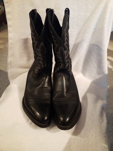 Cowboy Boots Laredo Birchwood 68450 Mens 10.5 EW Wide Black Leather Slip Resist - Picture 6 of 18