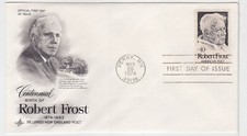 TurtlesTradingPost- Robert Frost- Poet - 1974 - #1526- FDC Artcraft Cachet