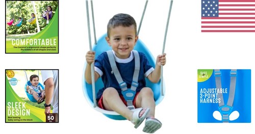 Coconut Toddler Swing - Safe Outdoor Baby Swing with 3-Point Harness, Ages 6-36M - Picture 2 of 9
