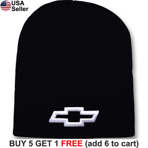 Chevy Logo Short Beanie Bowtie Truck Racing Skull Cap Corvette Camaro Hat Men - Picture 4 of 6