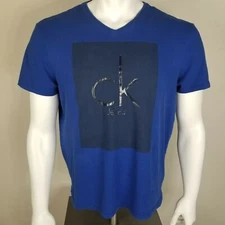 Calvin Klein Deep Blue V-Neck Cotton T-Shirt