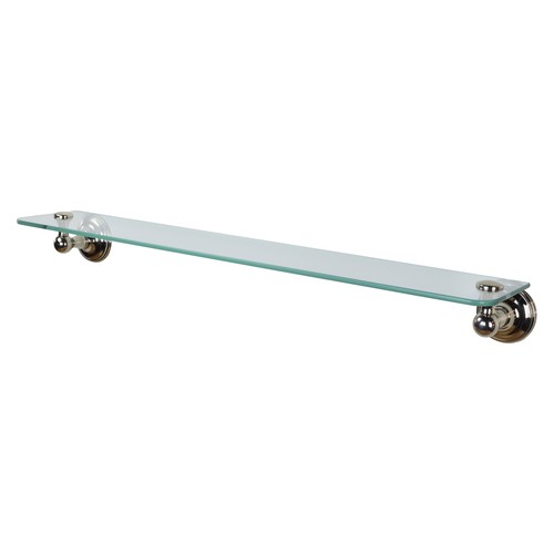 Franz Viegener 24" Tempered Clear Glass Shelf, Wall-Mounted, Polished Nickel