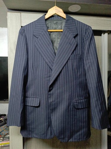 1950s vintage handtailored bespoke classic all worsted 2 button navy suit 40R - Picture 2 of 15