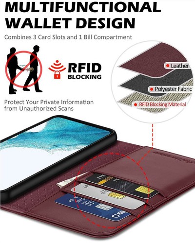 SHIELDON Case for Samsung S25/ S24/S23/S22/21/20 A55/A54, genuine Leather Wallet - Picture 46 of 211