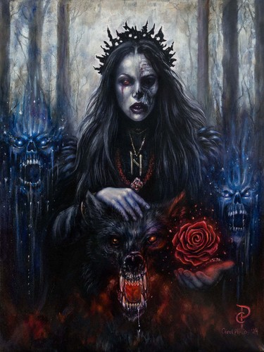 Impresión artística oscura gótica lienzo Hel diosa vikinga nórdica Hel 16 x 20 pulgadas - Imagen 2 de 4