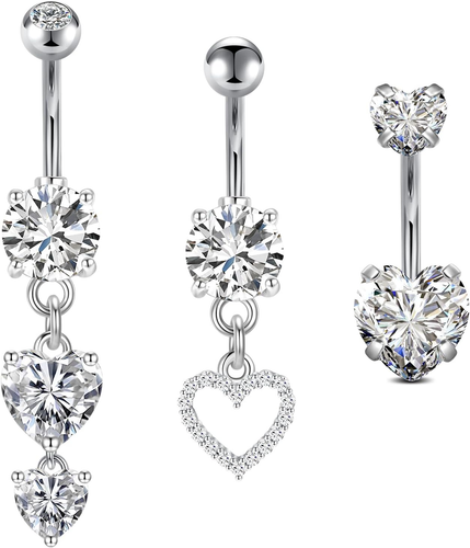 Bauchnabelpiercing Set 3pcs 10mm Herz Schmetterling Chirurgenstahl Silber Gold - Bild 7 von 11