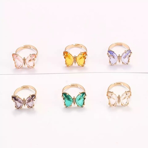 ZARD Butterfly Purple Cubic Zirconia Resizable Ring In 18K Gold Plate - Bild 4 von 5