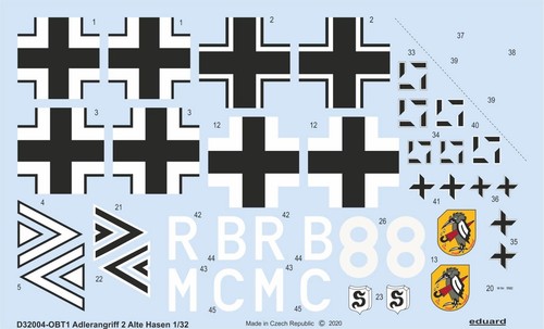 EDUARD DECALS 1/32 ADLERGRIFF ALTE HASEN D32004 Messerschmitt Bf 109E - Bild 1 von 7