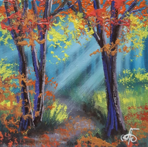 Ukrainischer Künstler Landschaft Original Ölgemälde Wandbild Haus Herbst Deko Geschenk