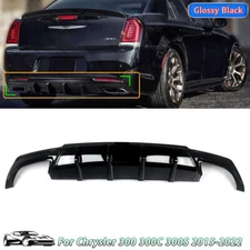 Rectangle Exhaust For Chrysler 300 300S Black Glossy Rear Diffuser Valance Lip