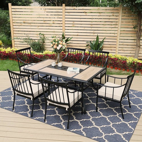 Patio Dining Chairs Set of 2 with Seat Cushion Outdoor Armchairs for Garden Yard - Picture 9 of 11