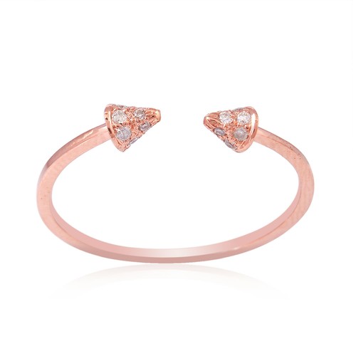 Genuine Diamond Spike Cuff Ring 18k Rose Gold Jewelry Gift for Women Size 7 - Picture 3 of 5