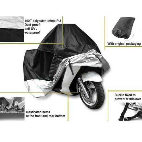 Waterproof Outdoor Motorcycle Motorbike Cruiser Scooter Motor Bike Cover Storage - Picture 4 of 18