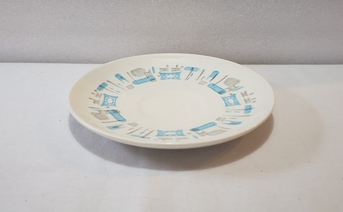 Royal China Saucers 6 3/8 Inch Blue Heaven Atomic Mid Mod Abstract Gray Set Of 6 - Picture 5 of 9