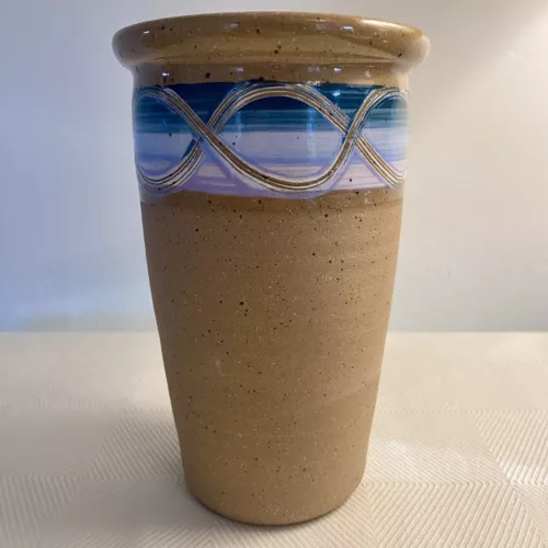 Rustic Signed Wheel Thrown Vase Anne Raven Pottery Studio Art Seagroves NC 1993