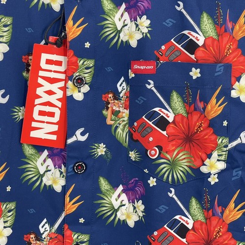 NUEVO CON ETIQUETAS 2023 Camisa Dixxon Snap On Para Hombre XL Azul Rojo Hawaiano Floral Edición Limitada - Imagen 4 de 8