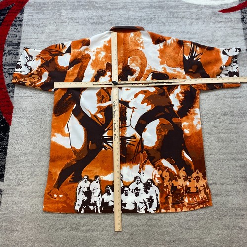 Vintage South Pole Sumo Wrestler Button Up Shirt Extra Large Orange AOP Y2K 90s - Picture 5 of 7