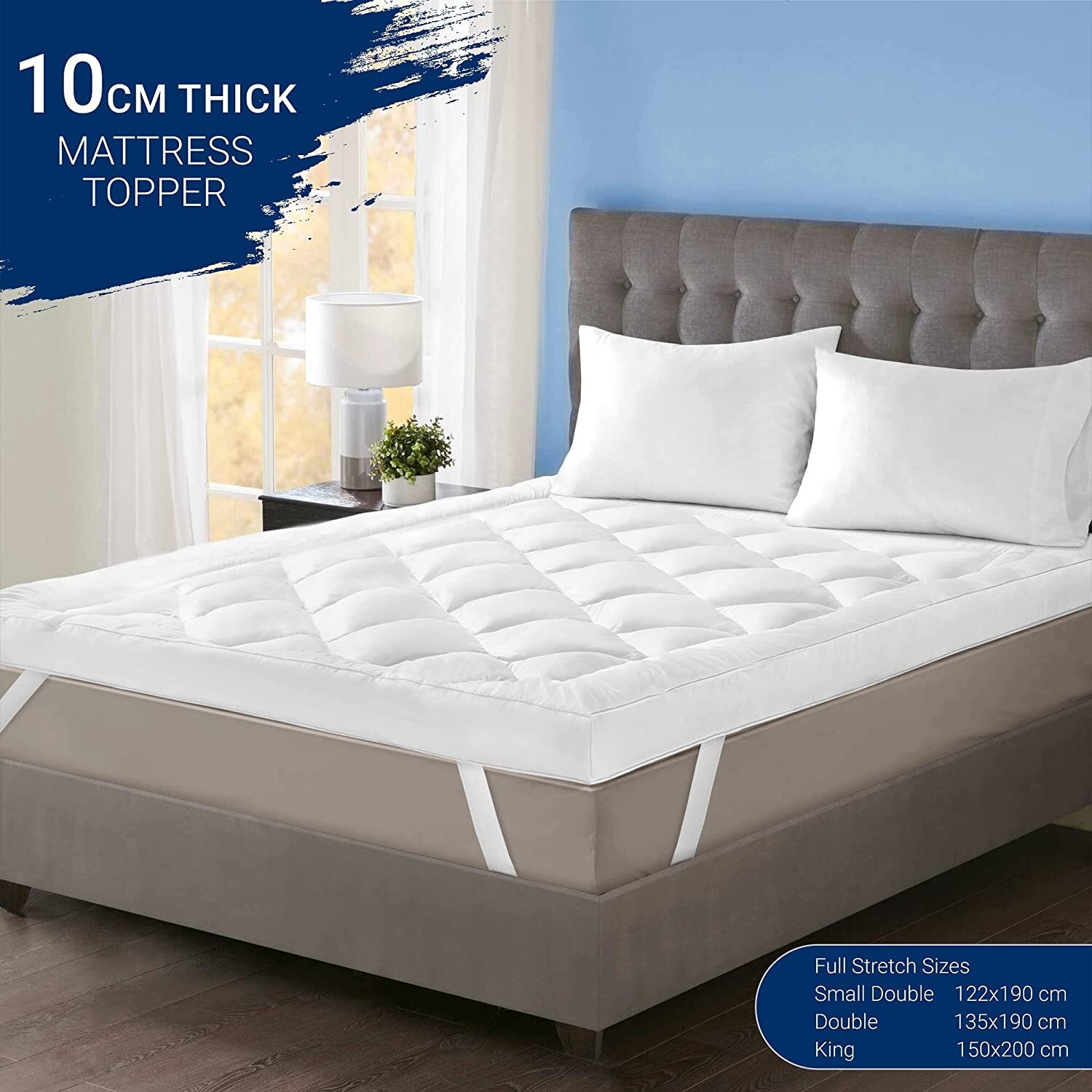10cm Deep Mattress Topper Luxury Soft Hotel Quality Microfiber All Sizes 4" - Picture 24 of 47