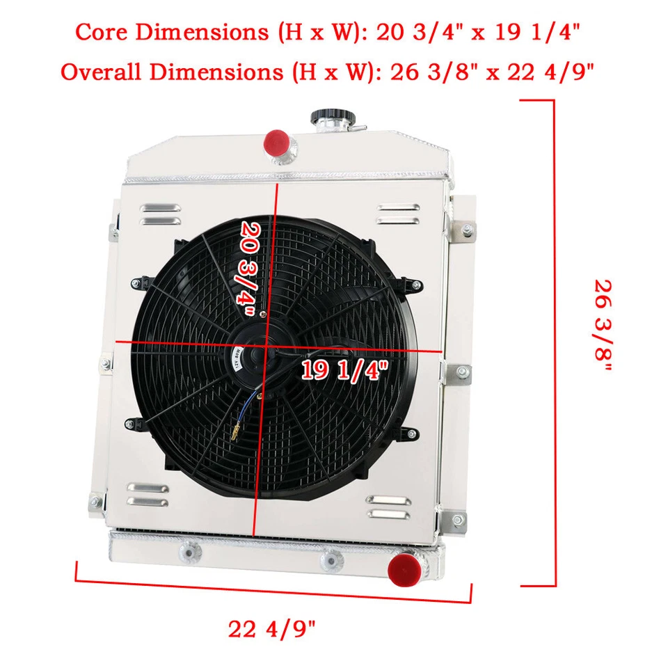 3 Row Radiator+Shroud Fan+Relay For 47-1954 1948 Chevy 3100 3600 3700 3800 Truck Foto 3 de 4