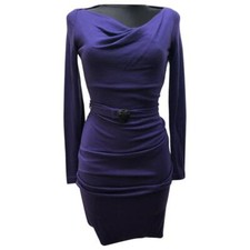 Gucci Womens Dress S Purple Wool Made in Italy Mid-Length Designer Party Cutwalk