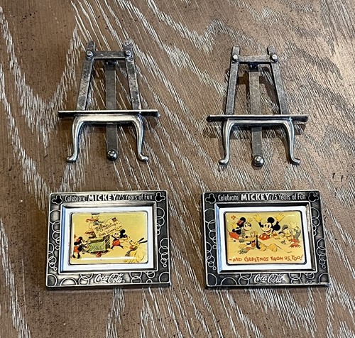 Set of 2 Walt Disney Celebrate Mickey 75 Years Fun Coca Cola Mini Easel Frame - Picture 9 of 11