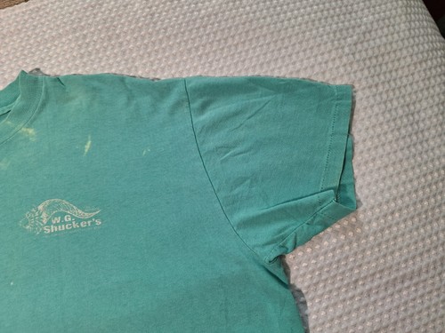 Vintage 80s Shucker's Hilton Head SC Souvenir Aqua Green T-shirt Size XL Stedman - Imagen 7 de 12