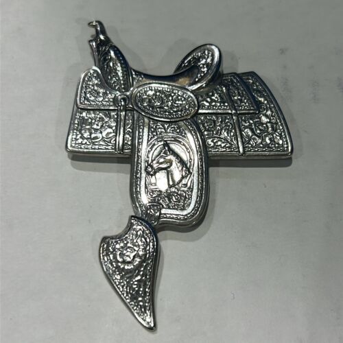 Fine Sterling Silver Western Saddle Pin Brooch 1940's Cowboy Cowgirl Rodeo 15.7g - Picture 4 of 4
