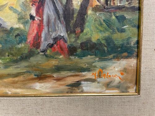 quadro dipinto ad olio paesaggio di orlandi donne in giardino - Foto 4 di 11