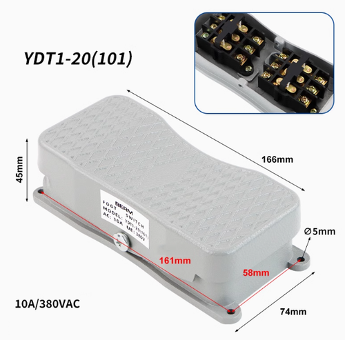 YDT1-101/20 Foot Switch Reverse the pedal Self-resetting Single phase 220V 380V - Picture 7 of 7