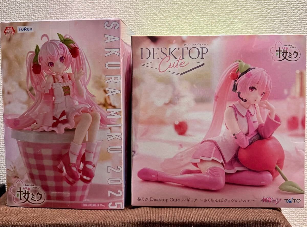 Sakura Miku Figura Cereza Cojín ver. Lindo juego de escritorio TAITO FuRyu NUEVO 2025