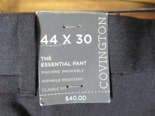 Covington Essential Classic Flat Front Men's 44x30 Charcoal Gray Dress Pants NEW - Picture 5 of 6
