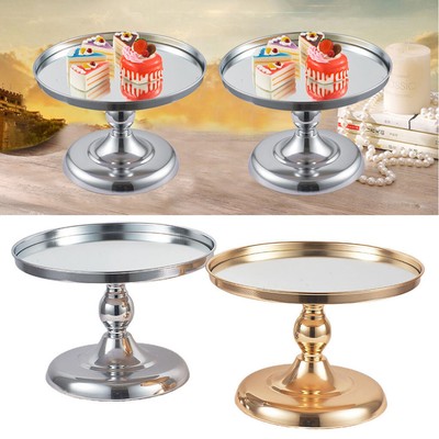 Metal Cake Stand Round Wedding Dessert Cupcake Party Snacks Pedestal Display Metal Cake Stand Round Wedding Dessert, Silver Round Metal Cake Stand With Mirror Top