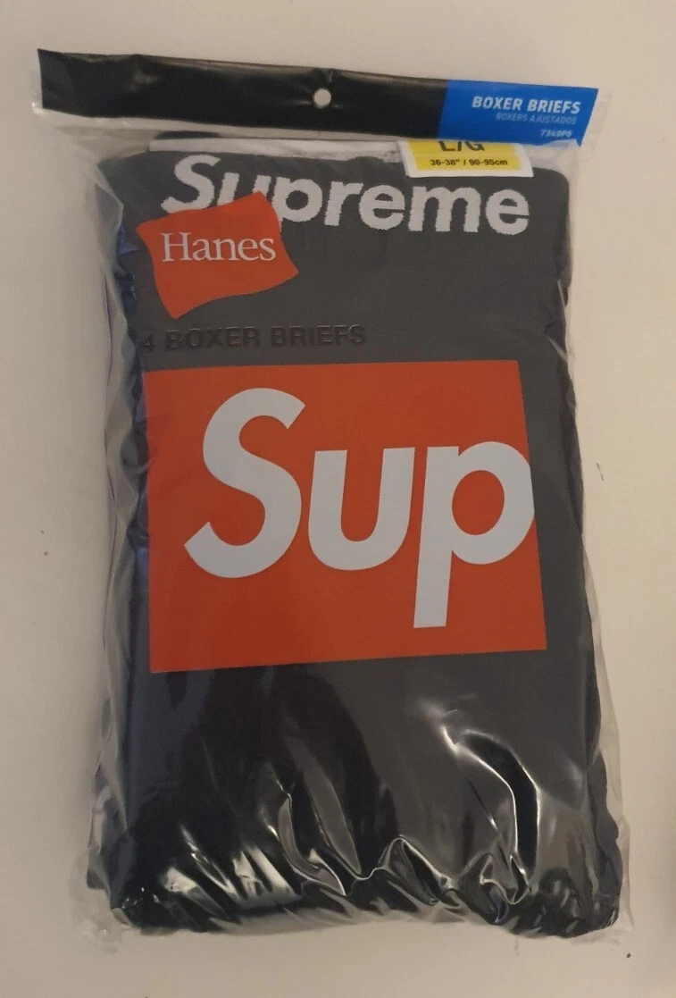 SS24 Supreme Hanes black boxer briefs (4pack) L large New unopened