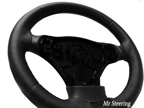 Para Peugeot 308 07-13 Real Negro Italiano Funda de Piel Del Volante - Imagen 4 de 6