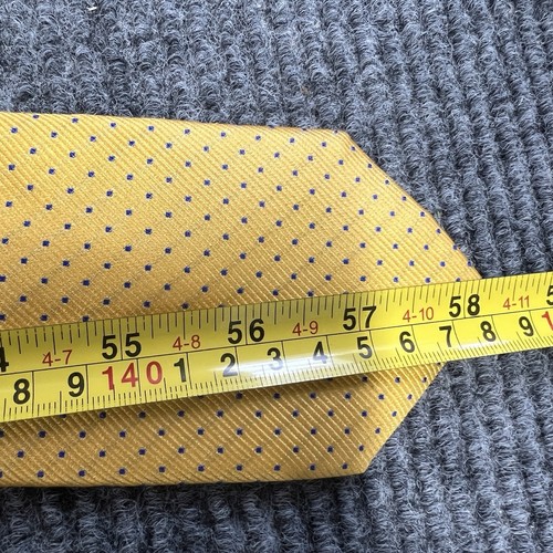 Haines & Bonner Of London Handmade 100% Silk Mens Neck Tie Yellow Blue Dots 58x3 - Picture 12 of 13
