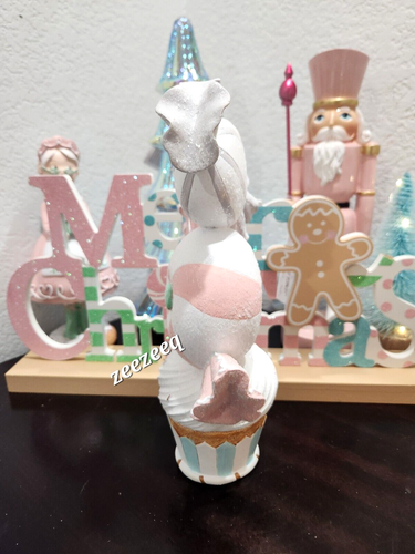 Weihnachten Urlaub Pastell Frau Claus Bäckerei Süßigkeiten auf Cupcake Figur Dekor 10" - Bild 2 von 4