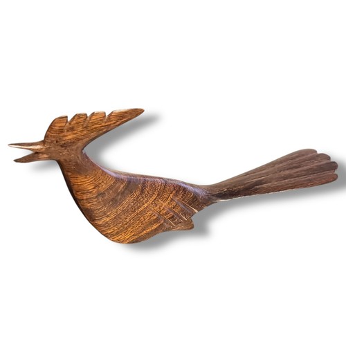 Vintage MCM Holz Vogel Roadrunner handgeschnitzt Kunst Figur Skulptur Regal Dekor LESEN - Bild 3 von 12