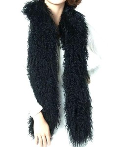 NEW 46/" BLACK MONGOLIAN FUR BOA SCARF