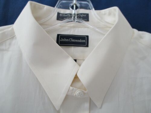 John Clarendon Men's Size 2XL Cotton Long Sleeve Off White Button Front Shirt - Picture 7 of 12
