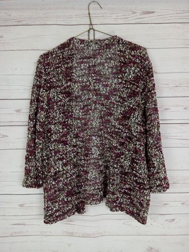Alfred Dunner Women's M Shiny Open Front Cardigan Top With Necklace - Picture 6 of 8