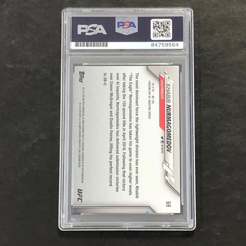 2020 UFC Topps #69 Khabib Nurmagomedov Signed Card AUTO 10 PSA Slabbed - Picture 2 of 2